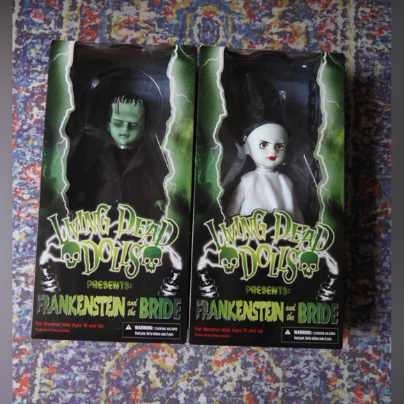 NIB Living dead dolls Frankenstein and bride of Frankenstein with paintings - Picture 1 of 5